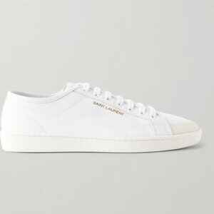 NWOB Saint Laurent White Canvas Gym Low Top Sneakers Flats Lace Up 40.5